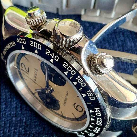 EUC Parnis 39mm Quartz Panda Chronograph w Tachymeter Date S/S Bracelet Links+ - Picture 4 of 9